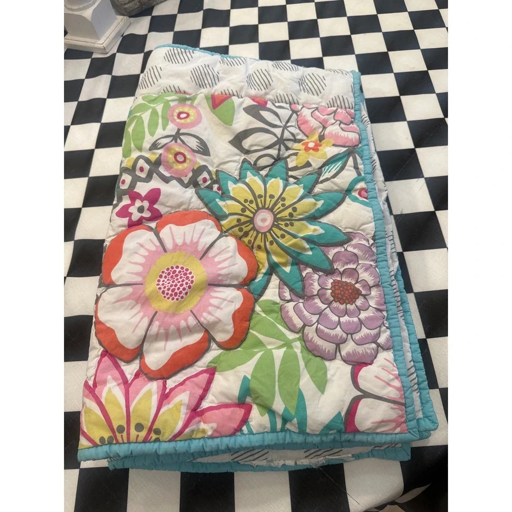 PB Teen Floral Quilted Pillow Shams Set of 2 Sunset Beach Boho Cotton Standard
